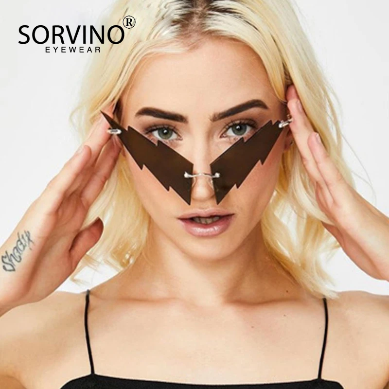 Occhiali da sole a forma di fulmine occhiali da sole da donna senza  montatura donna 2021 per bambini marchio di lusso donna uomo uomo ciclismo  aste in metallo da uomo - AliExpress