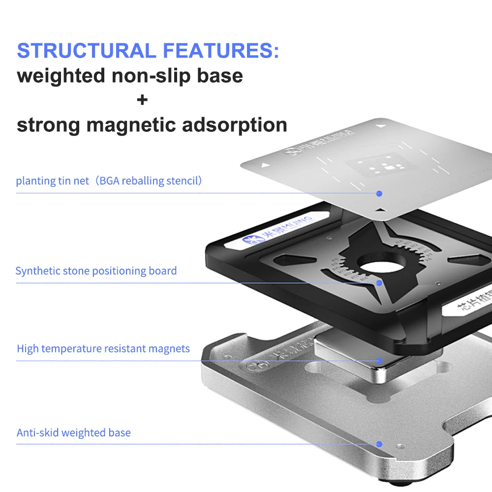 auto dent pullers Mijing Z21 8 in 1 CPU Reballing Stencil Platform For iPhone A8 A9 A10 A11 A12 A13 A14 A15 IC Chip Tin Planting Template Fixture gearwrench metric wrench set