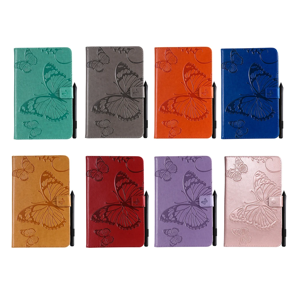 

Replacement for Samsung Galaxy T387 T590 T595 Embossing Butterfly Case Card Slot Wallet Tablet Cover Shockproof Case