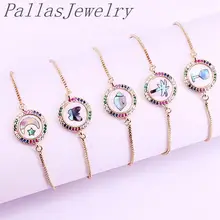 12 шт, красочные радужные циркония CZ микро проложить новомодное очарование оболочки круглые браслеты для женщин