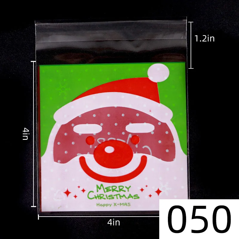 100 шт рождественские пластиковые пакеты для еды самозапечатывающийся для конфет и печенья Подарочная сумка Свадьба День рождения самоклеющаяся десертная упаковка сумка - Цвет: 050