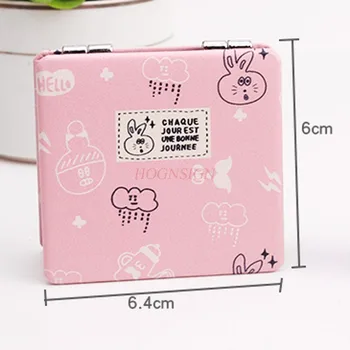 

small mirror Double-sided folding small mirror leather surface enlarged square makeup small round mirror