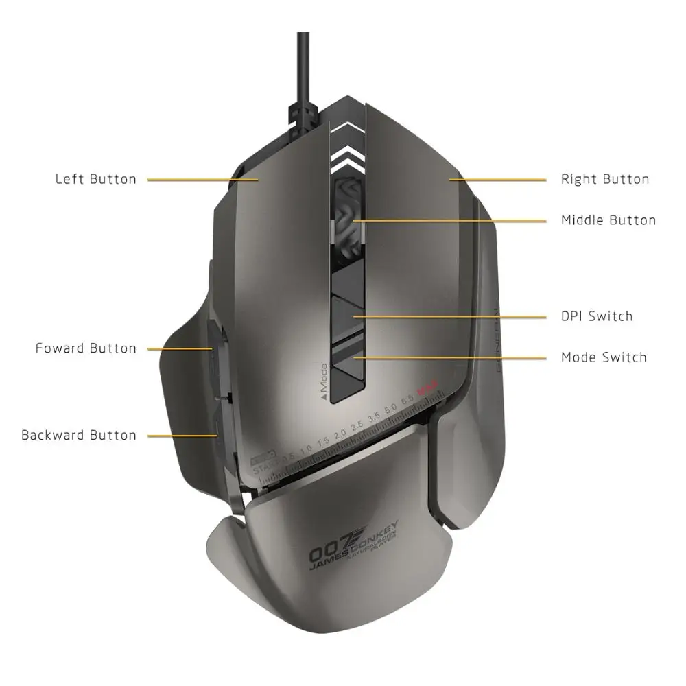  Professional USB Wired Optical Gaming Mouse 8200DPI Adjustable 7 Buttons with Colorful Backlight Fo