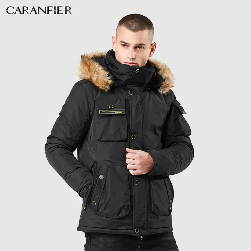 Новинка 2019 Зимняя Мужская парка CARANFIER куртка пальто Толстая с хлопковой