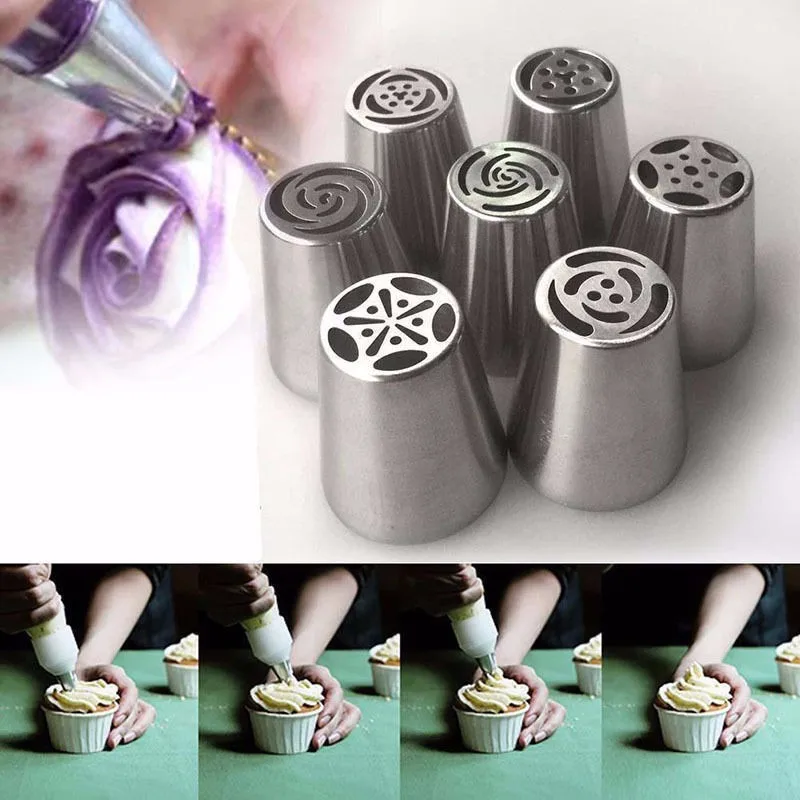 7pcs Stainless Steel Russian Tulip Icing Piping Cake Nozzles Pastry Decoration Tips Cake Decorating Fondant Baking Accessories05