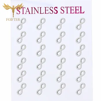 

Silver Color Infinite Earring 8 Style Earrings Set 12 Pairs Stainless Stee Earring Jewelry for Women Men oorbellen knopjes