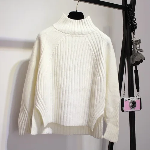 Vangull Turtleneck Women Sweater Winter Warm Female Jumper Thick Christmas Sweaters Ribbed Knitted Pullover Top Pull Hiver Femme