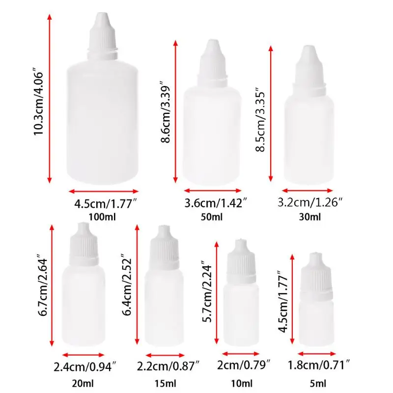 5-100ml Empty Plastic Squeezable Dropper Bottles Eye Liquid Dropper Container store liquids