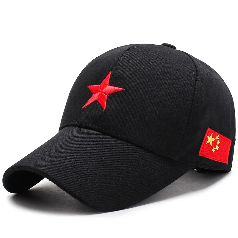 Пять звезд красный флаг вышитые Китай бейсбольная кепка Мужчины Женщины для