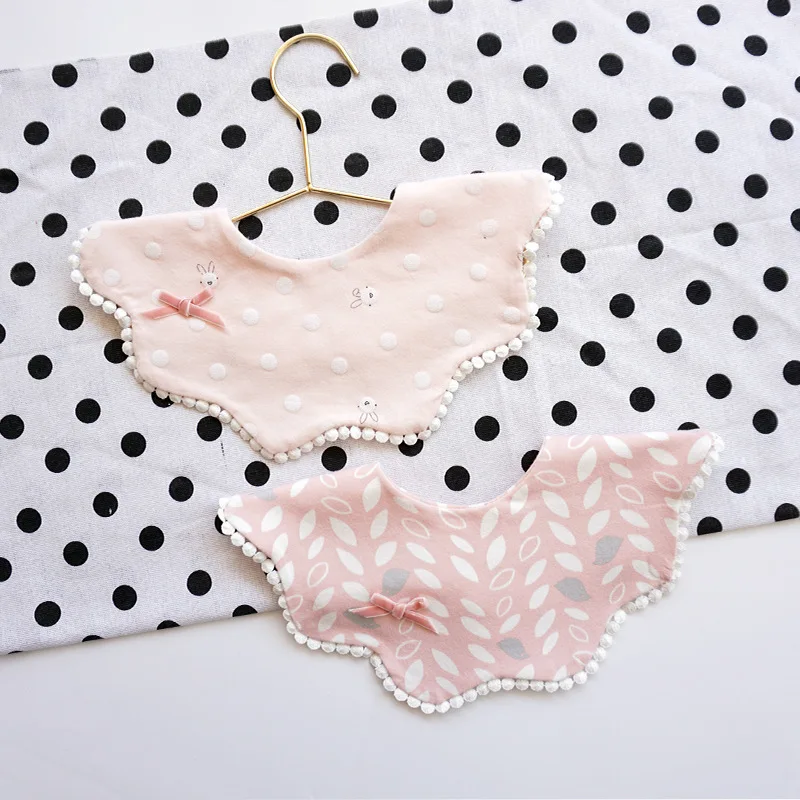 Korean Style Cute Cotton Soft Baby Bib Saliva Towel Fake Collar Scrub Flower Wavy Saliva Bow Burp Cloth Bibs Baby Accessories