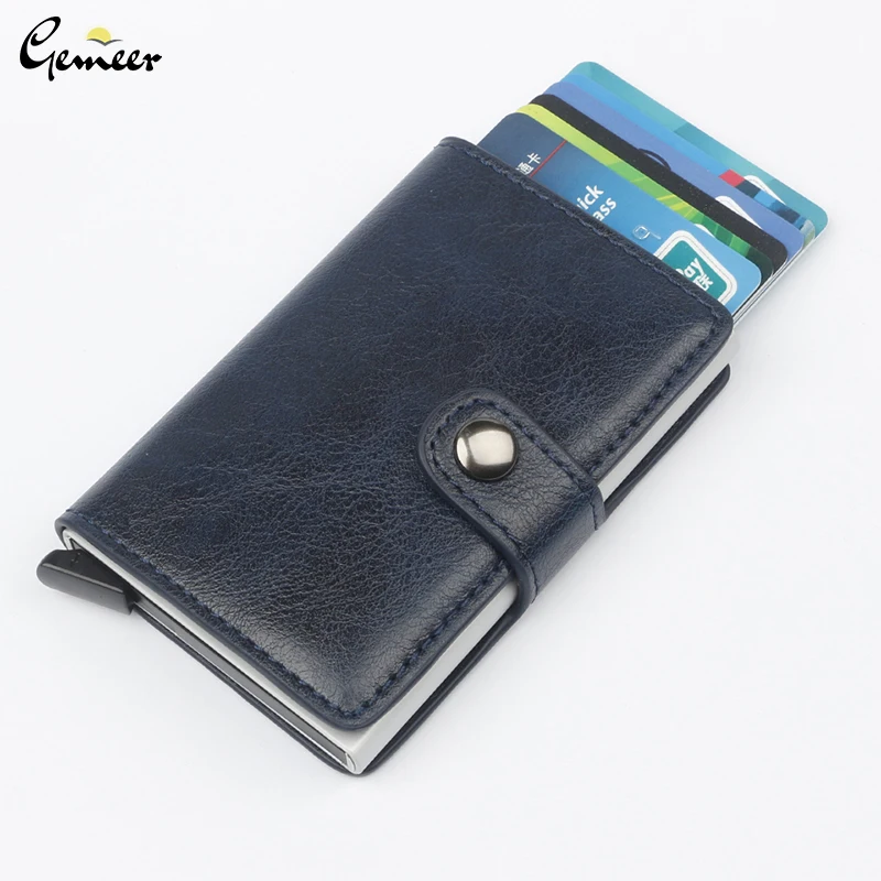 

Gemeer Rfid Card Holder Men Wallets Money Bag Male Vintage Black Short Purse Small Leather Slim Wallets Mini Wallets Thin