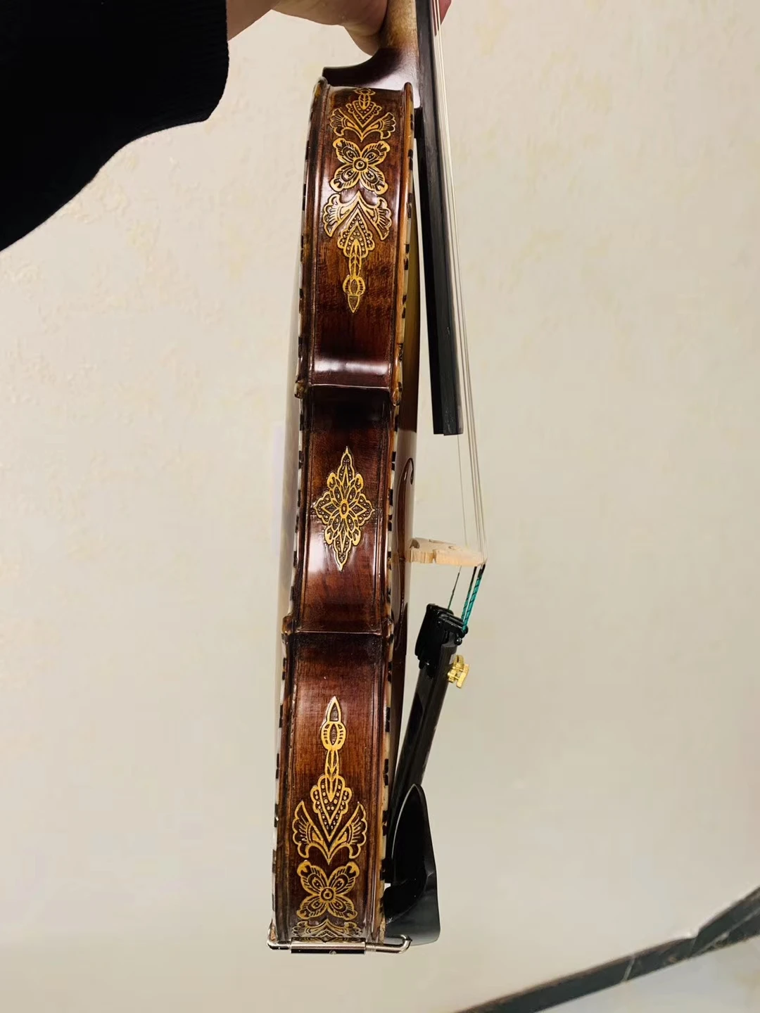 Fingerboard Carved inlaid shells Bird's Eye Maple！4/4 3/4 Stradivarius Violin violino Best Tone! bow case strings Aubert Bridge!