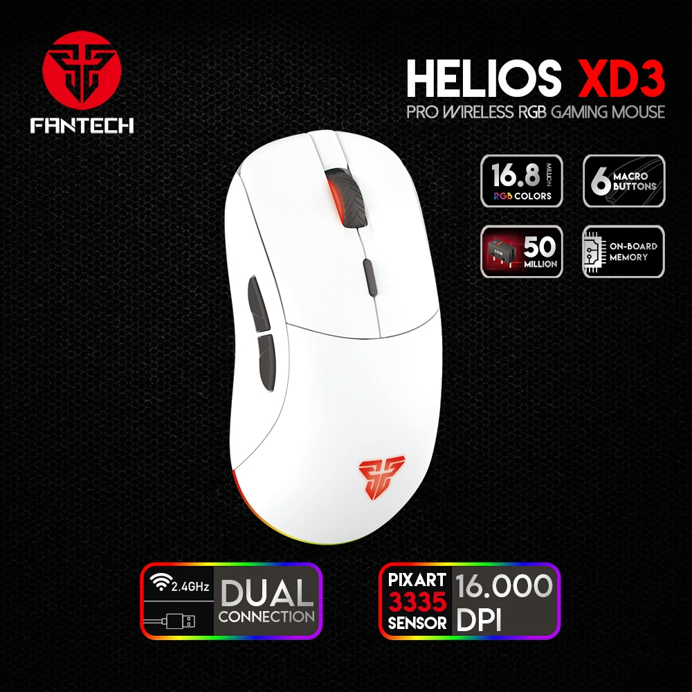FANTECH XD3 2.4G Wireless Gaming Mouse Professional Game Chip PIXART3335 16000DPI 6 Macro Buttons RGB Mice For LOL FPS Gamers | Компьютеры