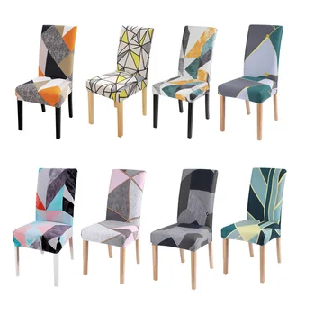 

1/2/4/6pcs Geometric Print Chair Cover Printed Dining Chair Covers Spandex Stretch Slipcovers Protector Anti-Dust Home