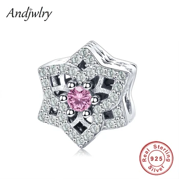

Fit Original Pandora Bracelet 925 Sterling Silver Star Beads With Purple CZ DIY Jewelry Making Charms Berloque Christmas Gift