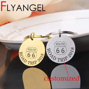 

FLYANGEL Key Chain Customized Engraved Keyring Jewelry High Quality Stainless Steel Bag Charm Trip Group Memorial Gifts