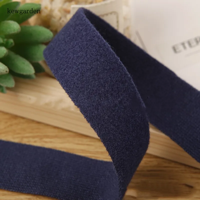 Kewgarden " 1" 50 мм 25 мм 10 мм плюшевая шерсть ткань лента DIY бант аксессуары для волос вручную изготовленная лента тесьма 10 ярдов - Цвет: Тёмно-синий