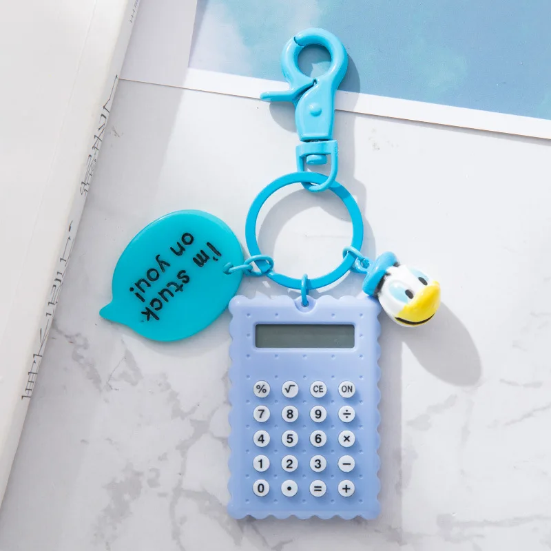 Blue 2 Милый бисквит компьютер милый брелок для ключей сумка калькулятор рассчитанный мини-студенческий калькулятор - Цвет: Blue 2