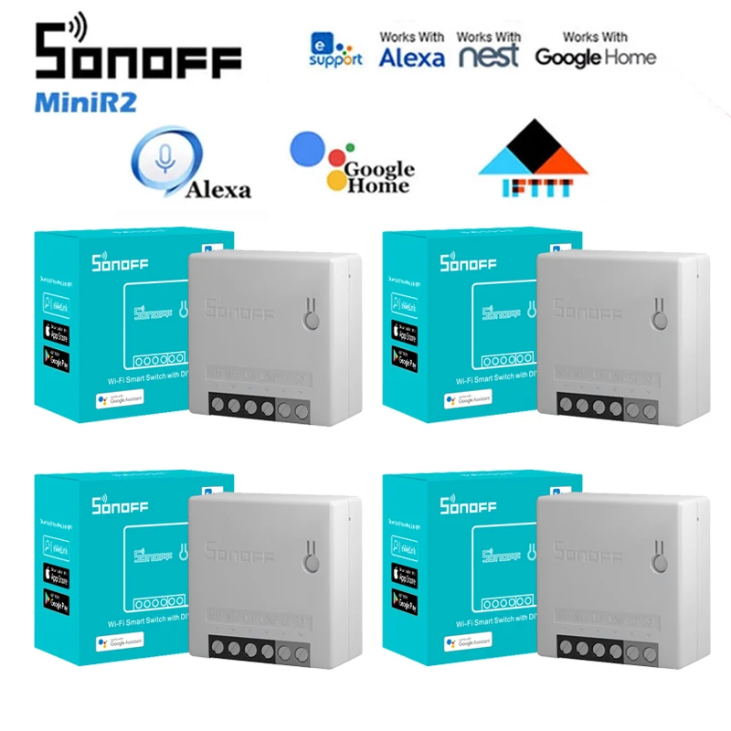 

1-10PCS SONOFF MINI R2 DIY Smart Wifi Switch 2 Way Sonoff Interruptor Relay Breaker EWeLink Smart Home By Alexa Google Home