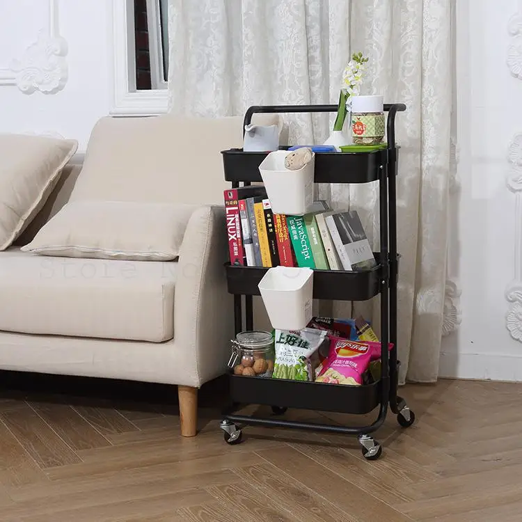 Kitchen Shelf Storage Trolley Bedroom Floor Multi-layer Pulley Movable Balcony Shelf - Color: Model   11