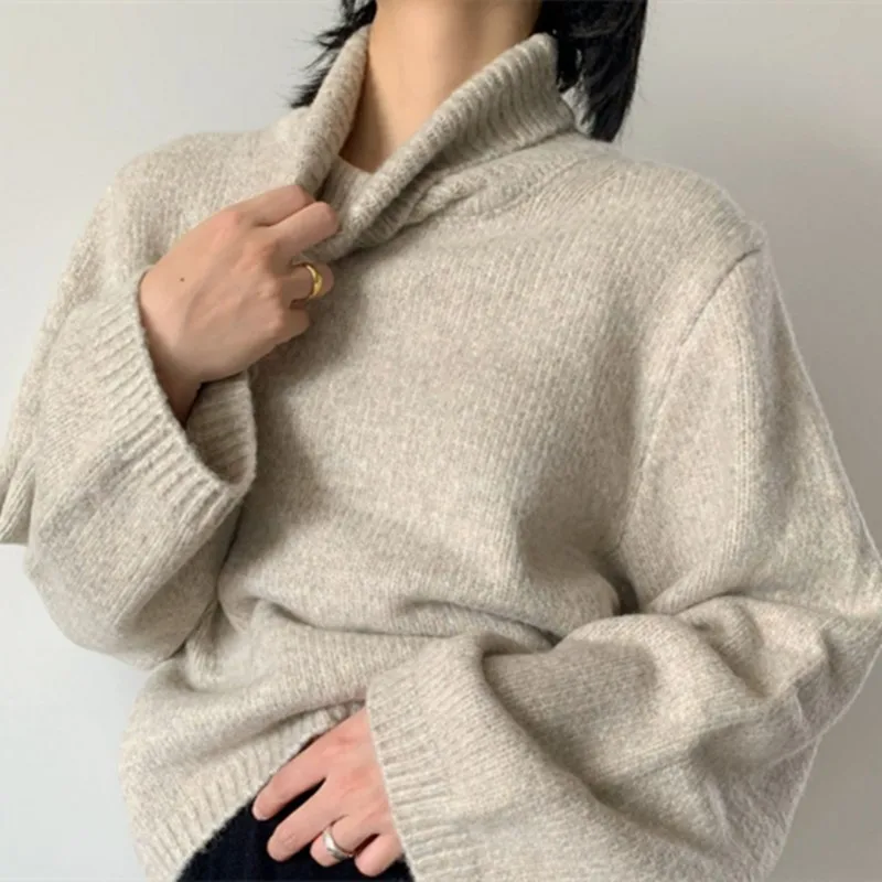 Women's Turtleneck Sweater Loose Simple Long