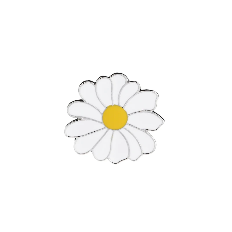 Cute Metal Badge White Daisy Flower Spring Time Easter Enamel Lapel Pin Brooches Women Girls Children for Clothing Bag Decor | Украшения и