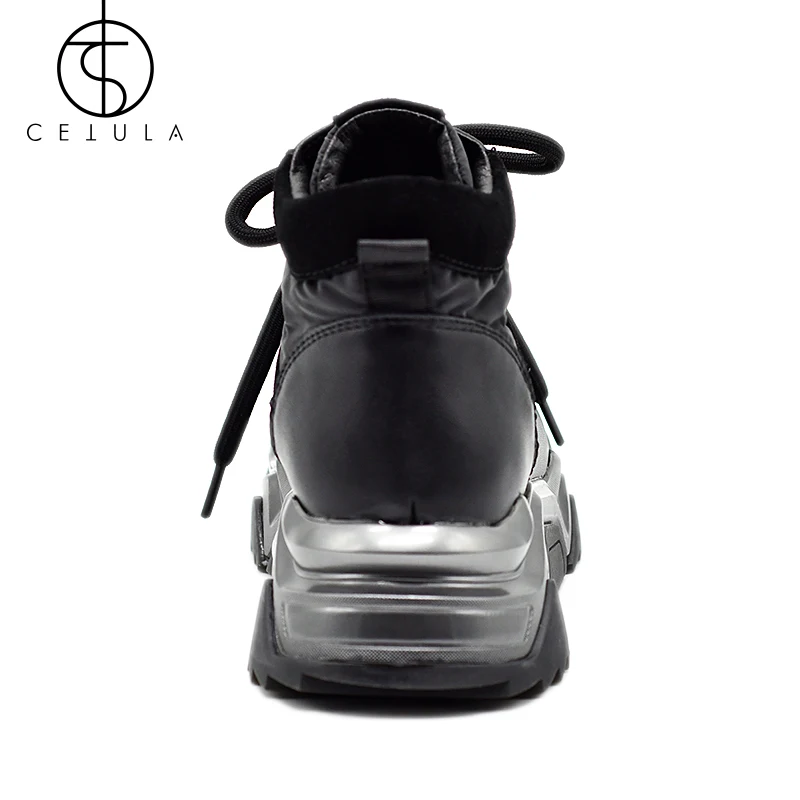 Cetula/новые женские кроссовки; модные кроссовки на платформе; черные мягкие женские кроссовки на платформе; обувь на шнуровке
