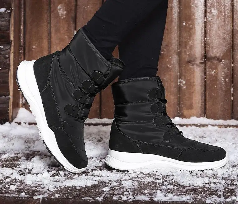 Outdoor snow boots female winter waterproof non-slip white cotton shoes warm plus velvet thick cotton boots