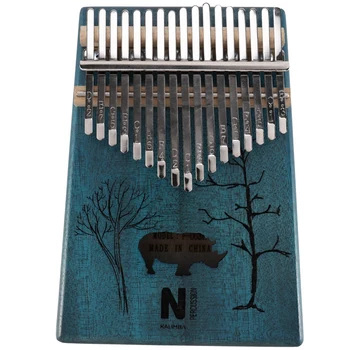

SEWS-17 Keys Kalimba Rhinoceros Thumb Piano Mahogany Wood Finger Piano Musical Instrument with Tuner Hammer Storage Box