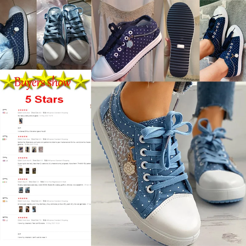 Girls Shoes Women Sneakers Spring/autumn 2024 New Denim Sneakers Woman Designer Zipper Student Sport Shoes Vulcan Espadrilles