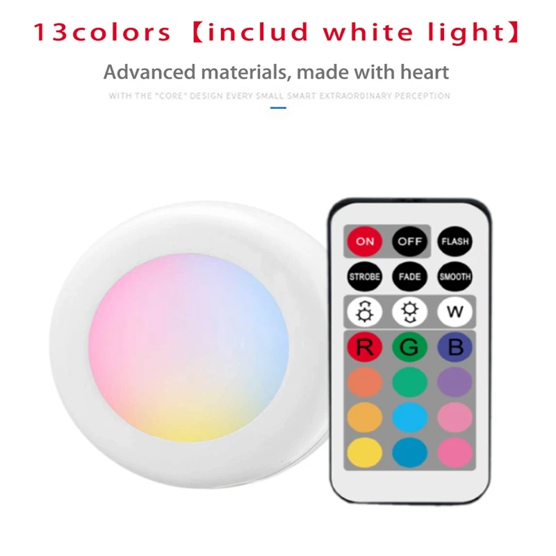 

12 Color RGBW LED Night Light Wireless Remote Controller Battery Powered Touch Sensor Under Cabinet Lights For Kitchen Wall Lamp