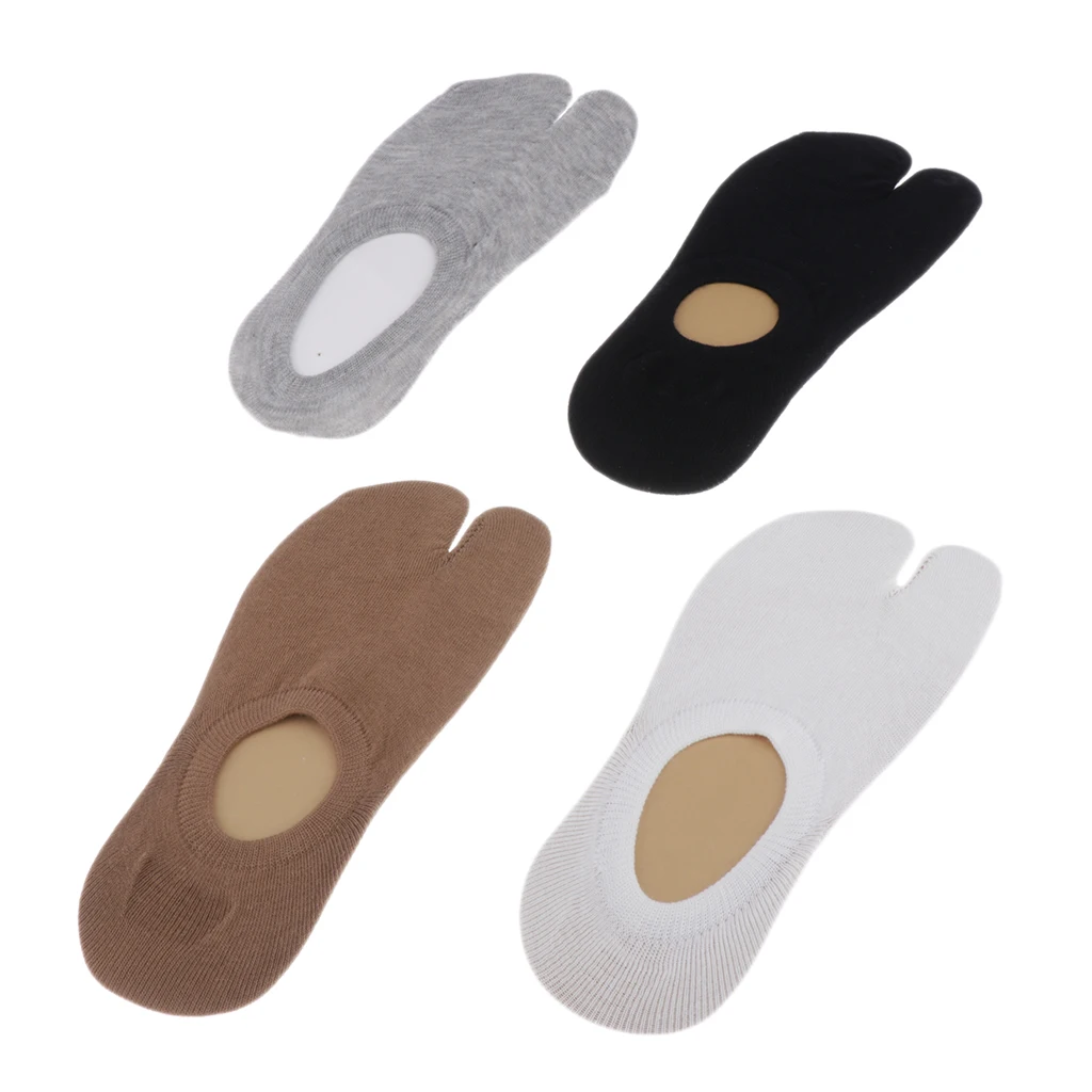 Tabi Toe Socks 2 Fingers Cotton Plain Short Length Ankle Socks Men's Women's Sports
