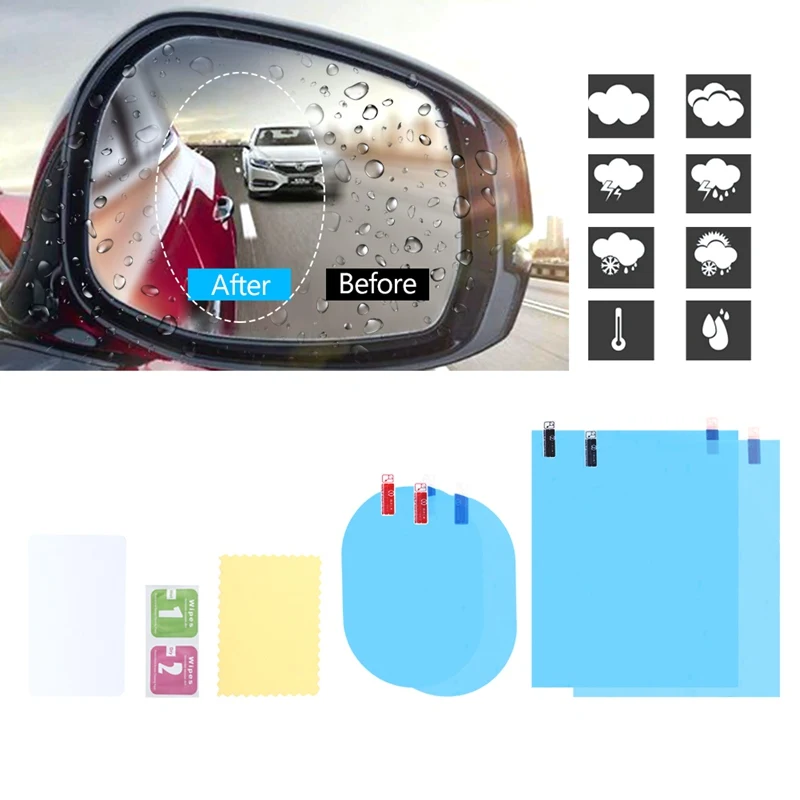 

2 PCS Fog Side Window Reflective Mirror Universal Waterproof Film Car Rearview Mirror Rainproof Film Full Screen Glass Anti