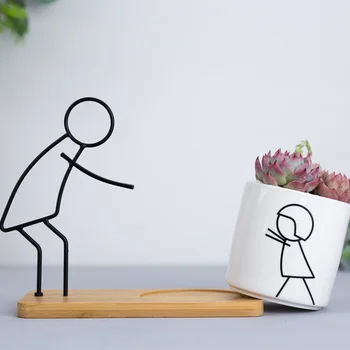 

1 Set Succulent Plant Pot Creative Ceramic Simple Modern Iron Flowerpot Succulent Pot Plant Pot for Home
