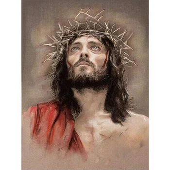 

DIY 5D Diamond Painting Jesus Diamond Embroidery Cross Stitch Full Round Drill Rhinestones Mosaic Wall Art Home Decor Gift