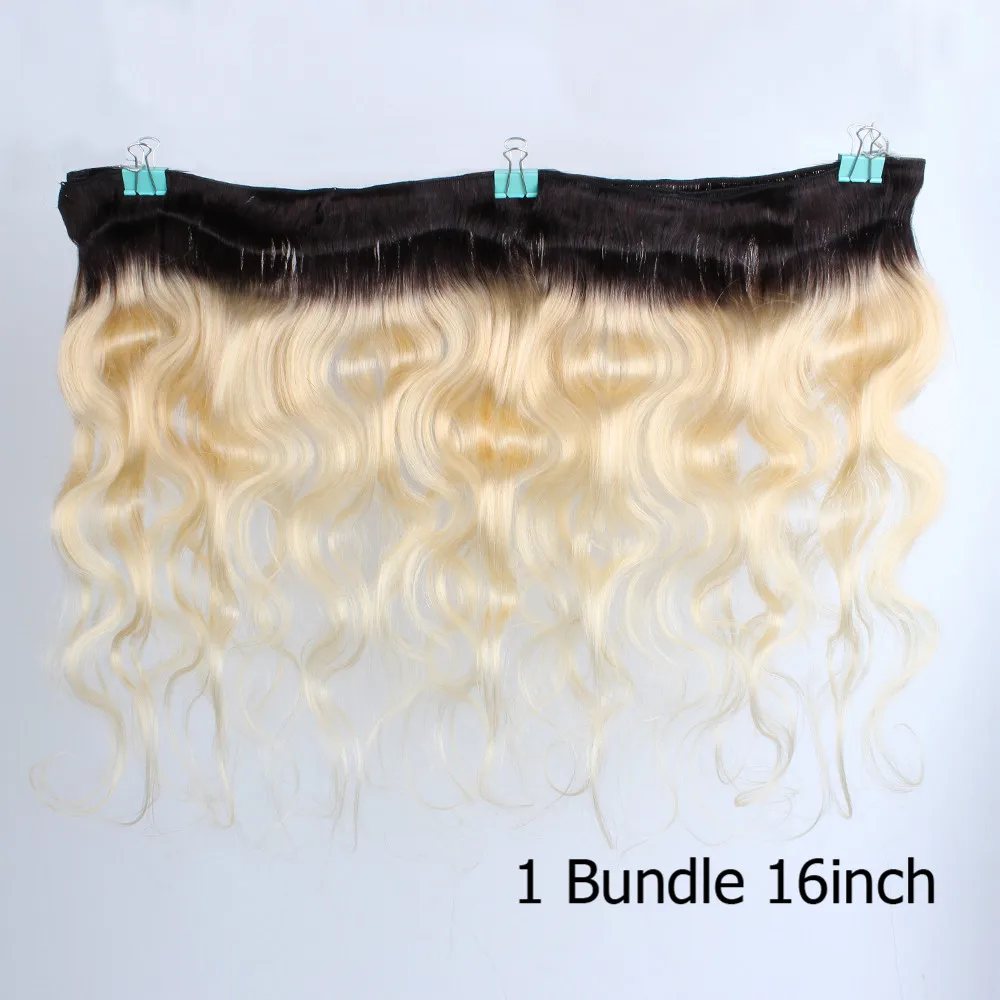 BOBBI коллекция Ombre T 1B 613 пряди с застежкой темные корни Платина блонд бразильские