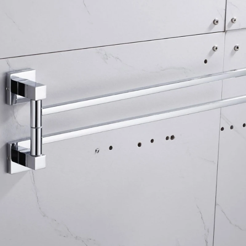 2/3/4 Wall Mounted Towel Bar Rotating Stainless Steel Space Saving Storage Racks for Bathroom Bedroom Kitchen