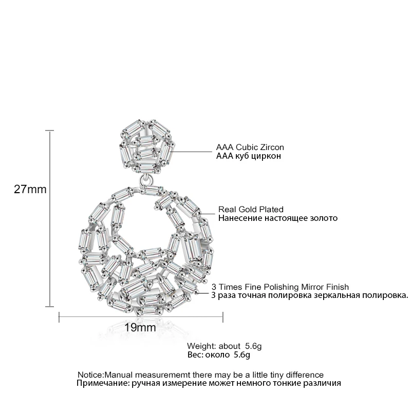 Новинка,, круглые висячие серьги с кубическим цирконием для женщин, подарок на свадьбу, ювелирные изделия FSEP2045