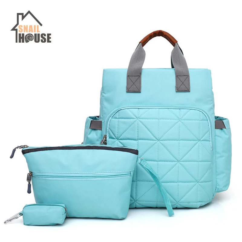 Snailhouse Nursing Bag New Triangle Nylon Cloth Mummy Bag Convenient Pregnant Baby Bottle Backpack Mother Diaper Bags 3pcs/Set