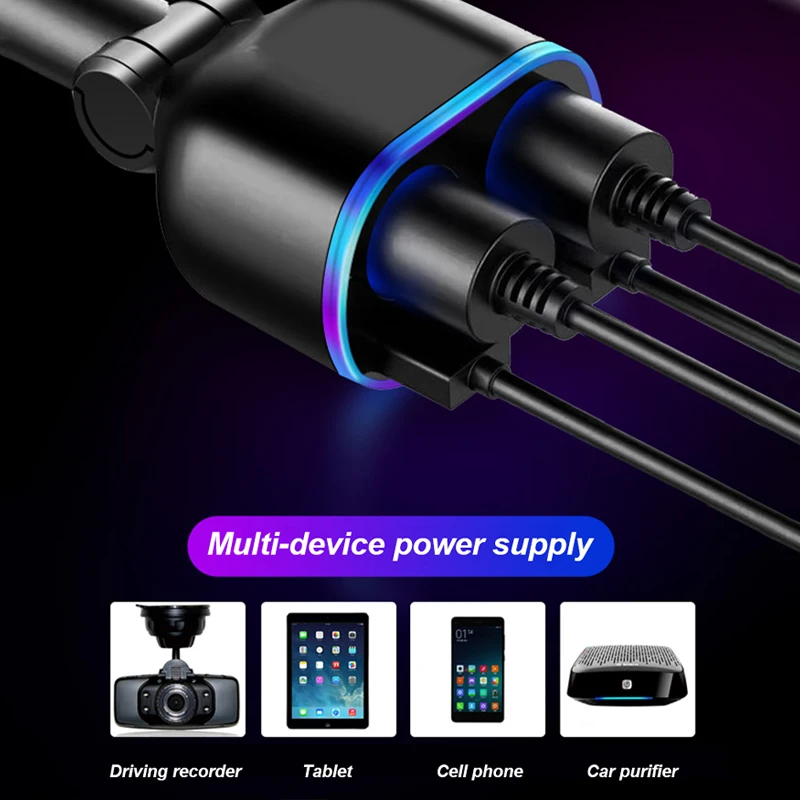 Car Cigarette Lighter Socket Splitter with Dual USB QC3.0 Charger