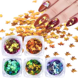 1 коробка для ногтей кленовый лист блестящие хлопья блестящие шестигранные красочные блестки лак для маникюра украшения для ногтей LEFY01-05