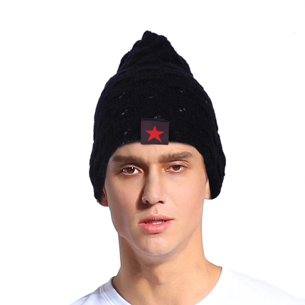 Winter Warm Men Star Chunky Hat Women Knit Beanie Reversible Baggy Snow Cap Male Oversize Causal Accessories | Мать и ребенок