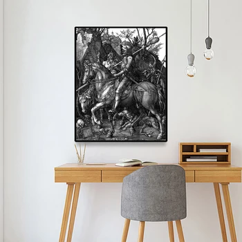 

Cassisy Canvas Oil Painting Albrecht Dürer《Knight Death and the Devil》Artwork Poster Picture Wall Decor Modern Home Decoration