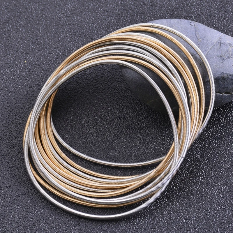 J60ERetractableCarbonSteelWireSpiralSpringBraceletBracelet