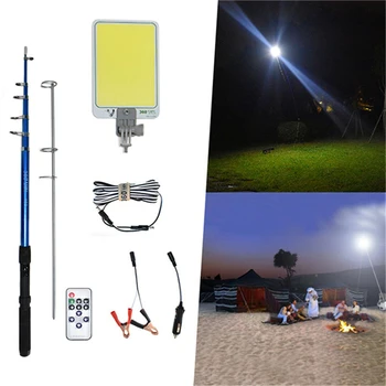 

portability led street light Spotlight 12V 50W foco Panel Light 4.5m telescopic rod rechargeable outdoors BBQ work light