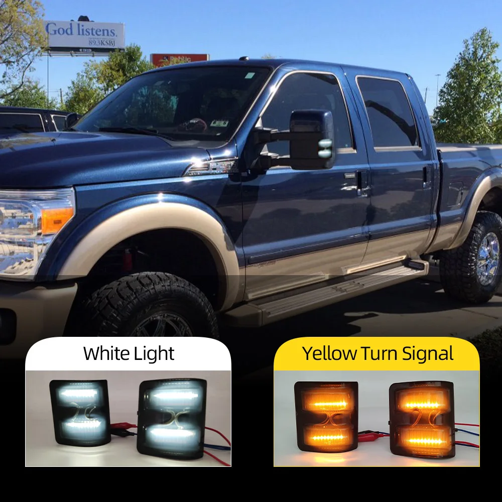 Ordinary Smoked Lens LED Side Mirror Marker Lights Compatible with Ford F250 F350 F450 F550 2008-2016 Turn Signal Lamp 