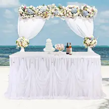 TPFOCUS 183X77 см с вуалью и балетной пачкой Юбка для стола светодиодный со стразами идеально сочетаются с нарядным Стиль Юбка для стола для вечерние Свадьба День рождения украшение на стол для дома плинтус