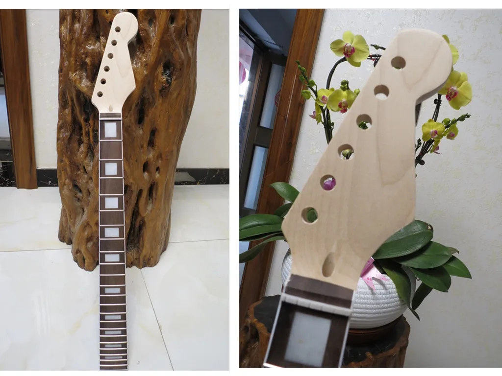 

Big F Shape DIY unfinished electric guitar head neck parts ,Matt ST Guitar Neck