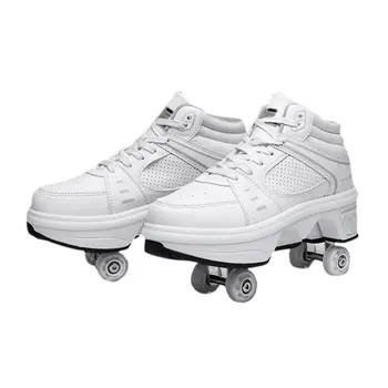 Unisex 4 Wheels Deformation Roller Shoes Parkour Wheel Shoes Fashion Rounds Of Running Shoes Roller Skates Shoes Skating Shoes 5