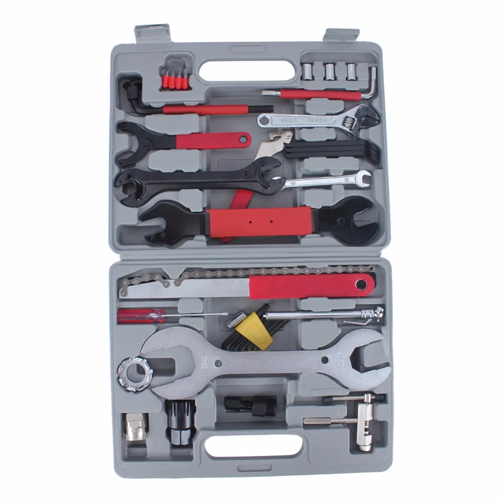 US $76.50 44PcsSet Multifunction Bike Repair Tool Set Wrench Sockets Tools Kit Bicycle Repair Hand Tools Set With Box